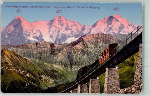 3703 Aeschi b. Spiez Foto AK Bergbahn Niessen-Bahn Hegerenalp-Viadukt