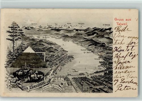 8800 Thalwil - 1905 Zürichsee Vogelperspektive