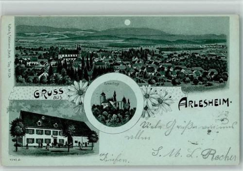 4144 Arlesheim 1903 BOAKC Gasthaus Ochsen Lithographie / Mondschein