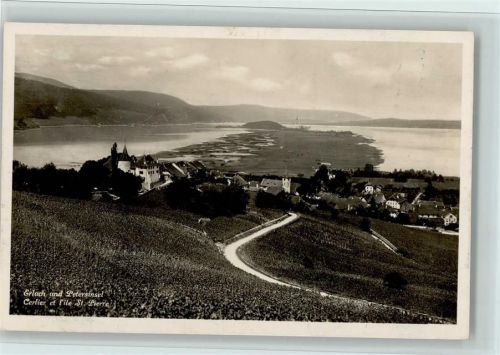 3235 Erlach 1928 Foto AK Teilansicht mit Petersinsel, Verlag Photolob Nr. 3025, gute Erhaltung AK.