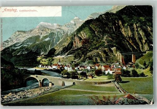 6474 Amsteg 1907 Foto AK Gotthardbahn