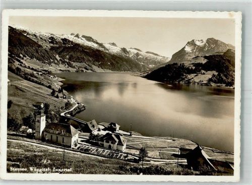 8858 Innerthal Wägital Foto AK Stausee Kirche