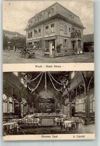 3076 Worb 1912 Gebrauchsspuren Auto Hotel Bären Grosser Saal