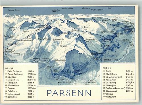 Parsenn Foto AK Vogelschau Parsennabfahrten