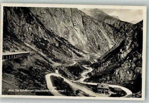 Schöllenen 1937 Foto AK Gotthardstrasse Göschenen-Andermatt Straße