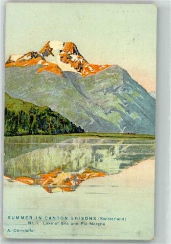 7514 Sils/Segl Maria 1913 Gebrauchsspuren sign. Christoffel, A. Sommer in Canton Grisons