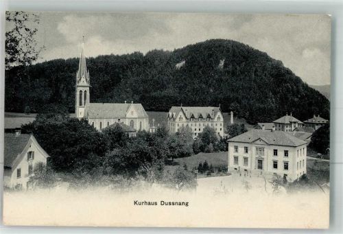 8374 Dussnang 1912 Foto AK Kirche Kurhaus