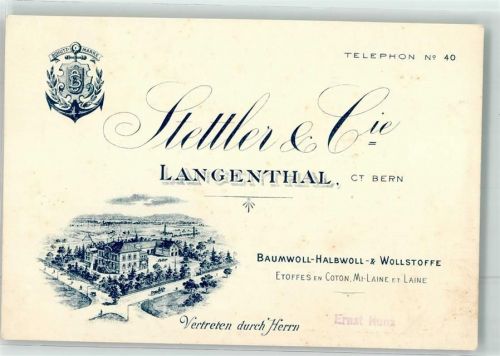 4900 Langenthal KEINE AK Besuchsanzeige Stetter & Cie Geschäftskorrespondenz