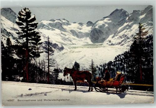 Bernina - Morteratschgletscher Pferdekutsche Bahnpost Ambulant