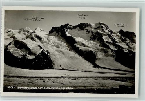 Gornergrat - Gornergletscher vom Gornergrat aus gesehen Zwillinge Breithorn Kl. Malierhorn