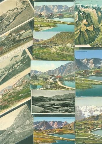 Sankt Gotthard TI Kleinposten bis 20 Lot mit 13 AK Gotthard-Hospitz Punkte auf den Plastikhüllen