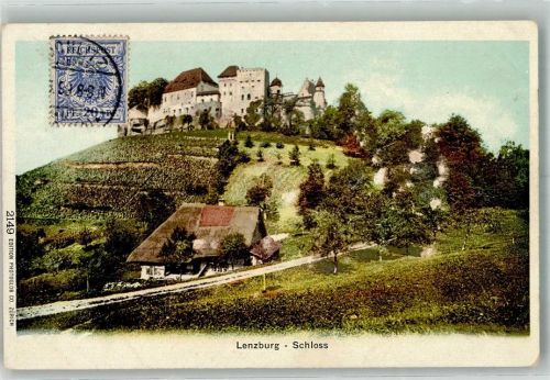 5600 Lenzburg Foto AK Schloss Briefmarke bildseitig