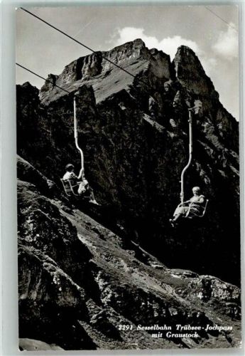 Trübsee 1954 Foto AK Seilbahn Sesselbhahn Trübsee Jochpass