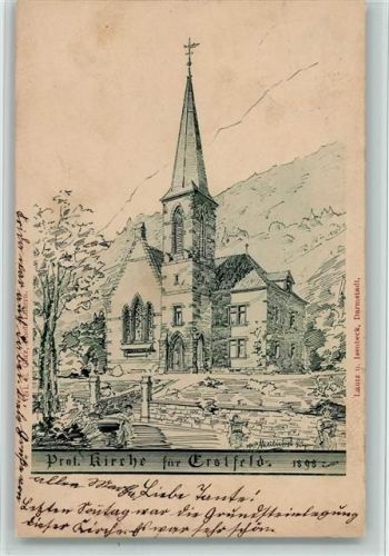 6472 Erstfeld 1899 Künstlerkarte Prot. Kirche für Erstfeld - Verlag Lautz