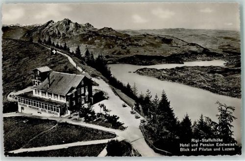 6410 Rigi Staffel - Staffelhöhe Hotel und Pension Edelweiss Blick auf Pilatus und Luzern