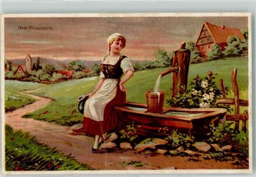 2072 St-Blaise - Junges Mädchen am Brunnen Ort lt. Stempel