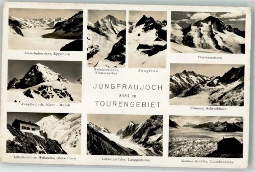 3801 Jungfraujoch Foto AK Tourengebiete Aletschgletscher Eggishorn Konkordiahütte Foto Gyger