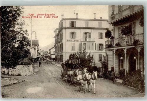7550 Scuol Schuls 1918 - Hotel Post Postkutsche