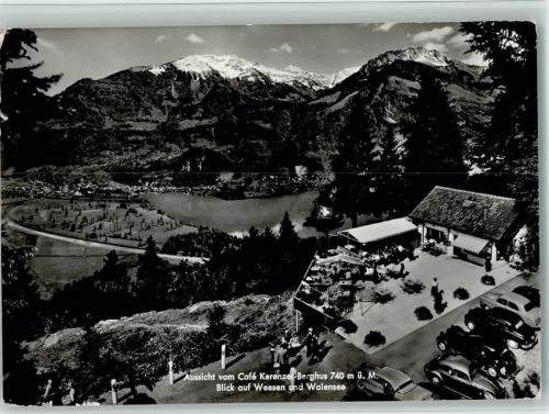 8757 Filzbach - Aussicht vom Cafe Kerenzer-Berghus Blick auf Weesen und Walensee