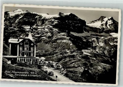 Klausenpass Foto AK Hotel Klausenpasshöhe Omnibus Auto