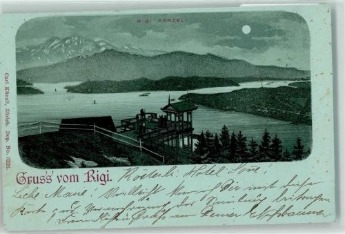 Rigi Känzeli 1899 Lithographie / Mondschein