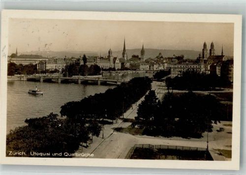 8000 Zürich 1925 Foto AK Utoquai Quaibrücke