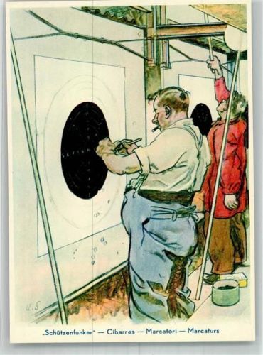 6000 Luzern Lucerne 1939 Künstlerkarte Weltmeisterschaften im Schießen, sign. H. Schaad Schützenfunker