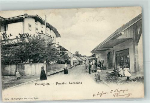1338 Ballaigues 1904 Gebrauchsspuren Pension Leresche Kinderwagen