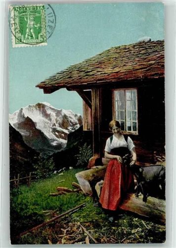 1908 - Verlag Teubner Serie 1379-1 Auf der Alm , Ziege AK