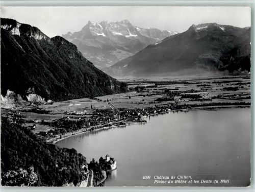 Chillon Chateau - Chateau de Chillon Plaine du Rhone et les Dents du Midi