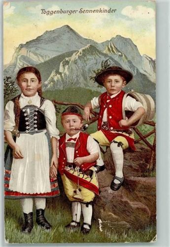 9656 Alt St. Johann 1906 - Toggenburger Sennenkinder Ort lt. Stempel