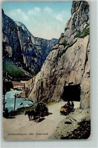 St Gotthard - Urnerloch mit Pferdekutschen