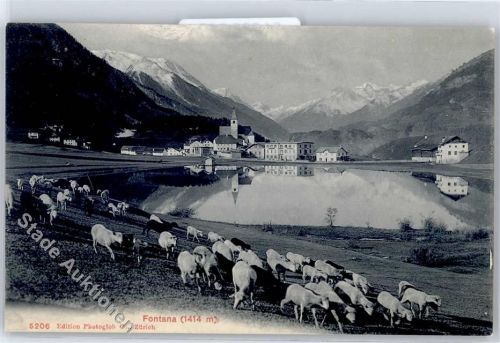 7553 Tarasp - Kirche, See, Schaafherde