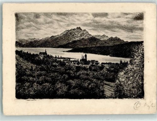 6440 Vierwaldstättersee - Radierung Pilatus