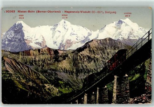 Niesen 1912 - Niesen Bahn Hegerenalp Viadukt Eiger Mönch Junfrau