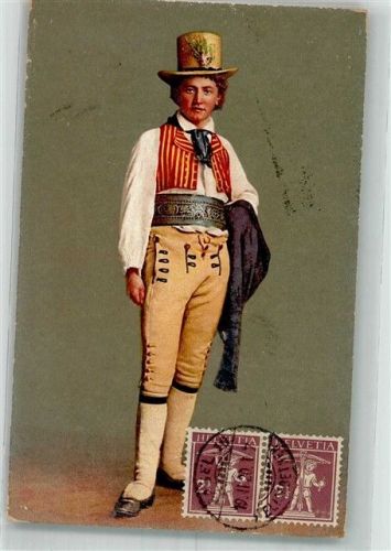 6060 Sarnen 1920 Foto AK Tracht Unterwaldner 18. Jahrhundert Briefmarke bildseitig