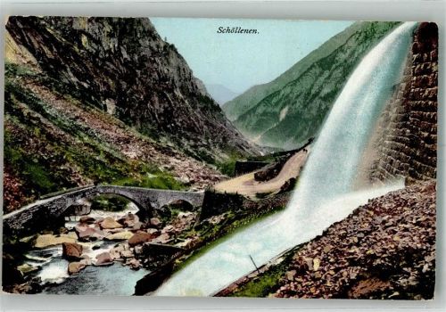 Schöllenen 1909 Foto AK Wasserfall