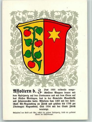 8910 Affoltern am Albis Künstlerkarte Zürcher Gemeindewappen