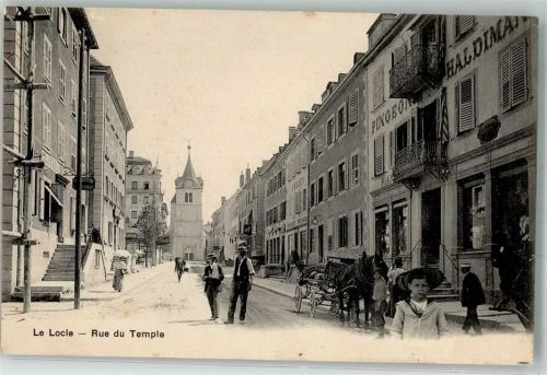 2400 Le Locle 1908 Foto AK Rue du Temple