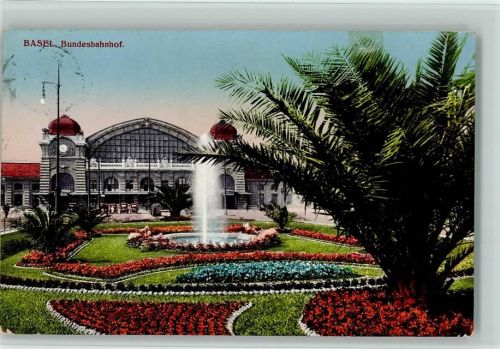 Basel Bâle Bundesbahnhof Springbrunnen Bahnhof Schweiz 1920