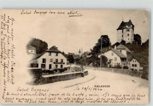 2042 Valangin 1900 - Gasthaus Pont Straße