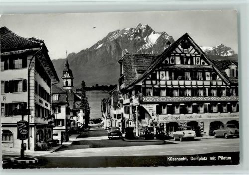 6403 Küssnacht am Rigi - Dorfplatz mit Pilatus Hotel Engel Goethe-Stube