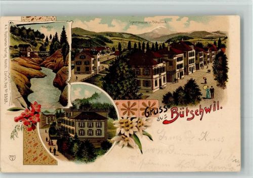 9606 Bütschwil 1904 BOAKC Thurfels Speerstrasse Lithographie