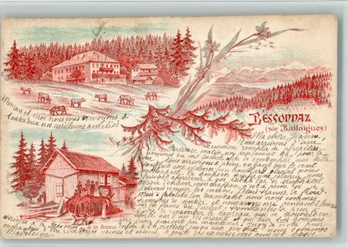 1338 Ballaigues 1902 BOAKC Lithographie A la ferme Bessonnaz