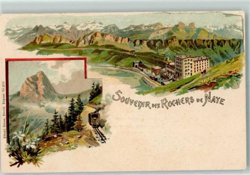 Rochers de Naye Lithographie Bergbahn
