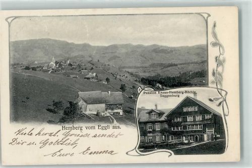 9633 Hemberg - Pension Knaus Hemberg Bächle Toggenburg Blick vom Eggi aus