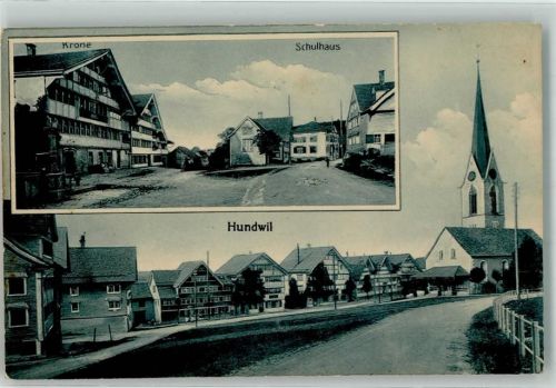 9064 Hundwil 1915 - Schulhaus Gasthaus Krone