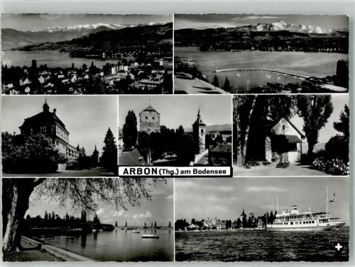 9320 Arbon 1959 Foto AK Fahrgastschiff Hafen