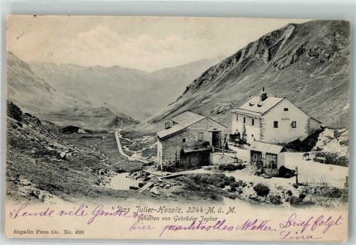 Julier 1905 Gebrauchsspuren Postkutsche Hospiz Julier