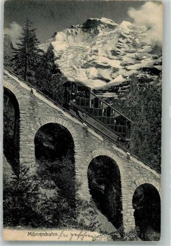 3825 Mürren 1912 Foto AK Bergbahn Mürrenbahn